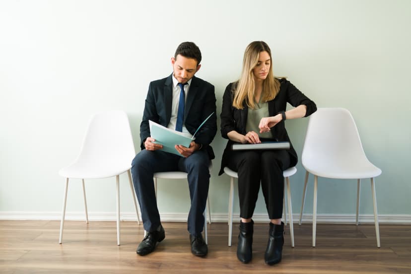 A professional woman waiting for a job interview.